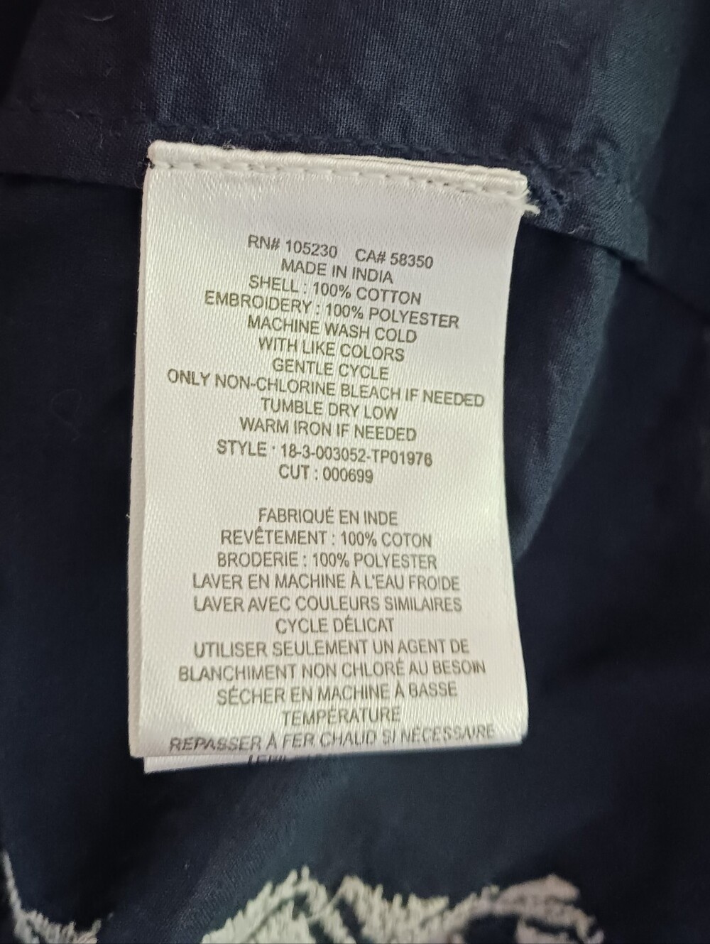 JOIE Dark Navy Embroidered Balloon Sleeve Blouse - Picture 5 of 5